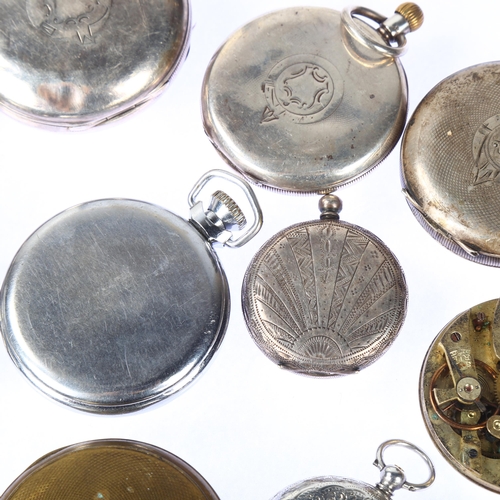 1039 - A quantity of pocket watches, including silver Waltham, silver fob watches etc