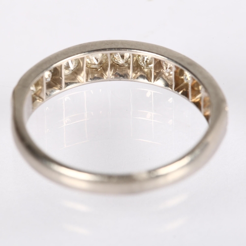 1152 - A platinum ten stone diamond half eternity ring, pave set with modern round brilliant-cut diamonds, ... 