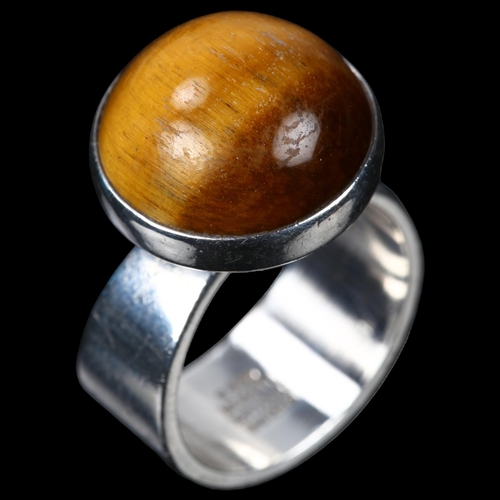 デンマーク Tiger Eye Ring / Niels Erik From Vintage Sterling Silver Niels Erik FROM Tigers Eye Ring! Made in