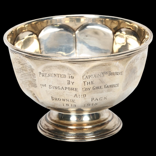 1526 - A George V silver presentation rose bowl trophy, Fenton Brothers, Sheffield 1910, circular lobed for... 