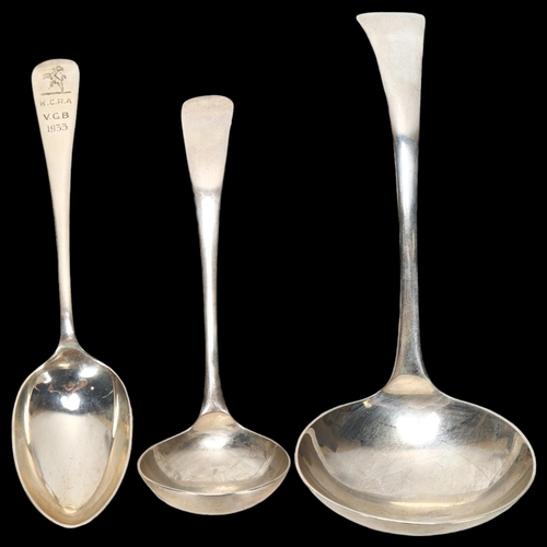 1527 - 3 pieces of silver flatware, including sauce ladle, 3.7oz total