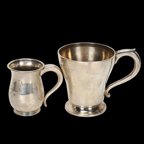 1529 - 2 silver mugs, including tapered half pint example, 9cm, 6.4oz total (2)