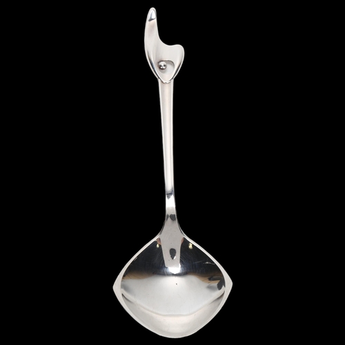 1543 - A Danish modernist sterling silver abstract spoon, maker's mark on reverse, 18cm, 1.1oz