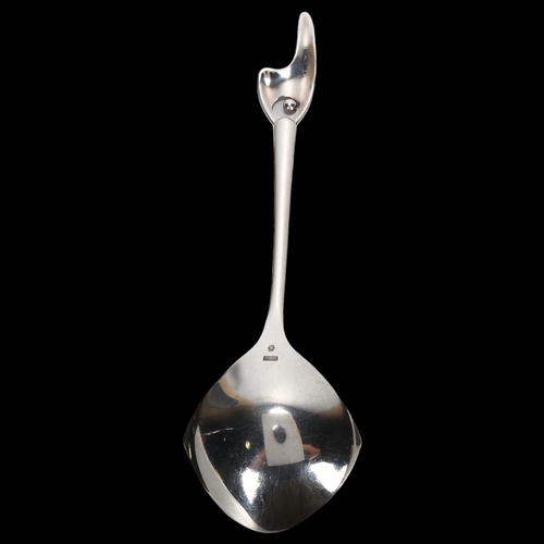 1543 - A Danish modernist sterling silver abstract spoon, maker's mark on reverse, 18cm, 1.1oz