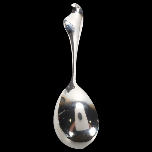 1544 - A mid-century Danish silver abstract serving spoon, maker's mark on reverse, 1956, 21cm, 1.9oz