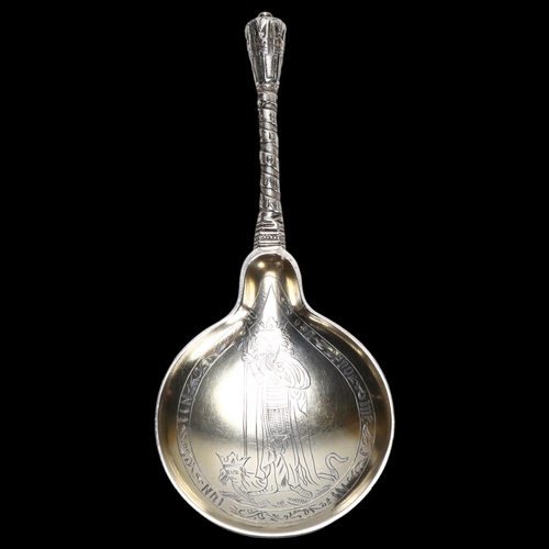 1549 - K CHRISTENSEN - a late 19th century silver replica Royal Coronation spoon, after the 16th century ex... 