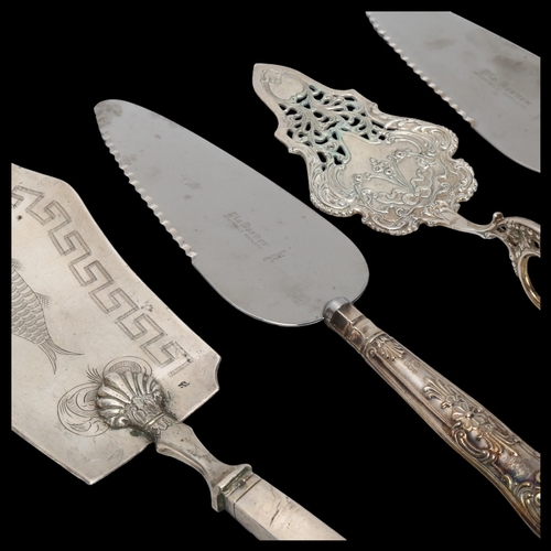 1562 - Various silver flatware, including Continental fish serving slice, German pierced slice etc