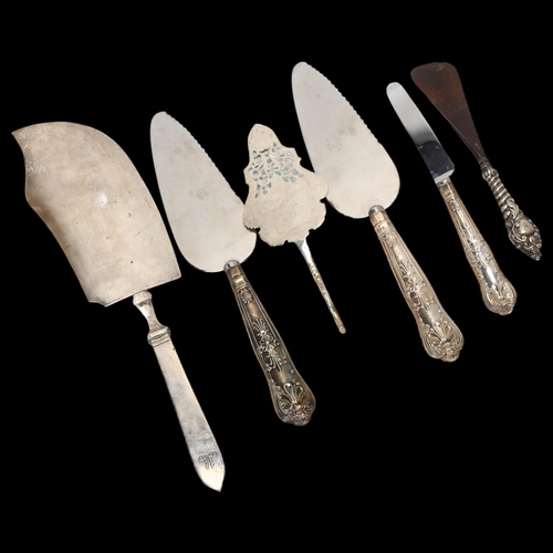 1562 - Various silver flatware, including Continental fish serving slice, German pierced slice etc