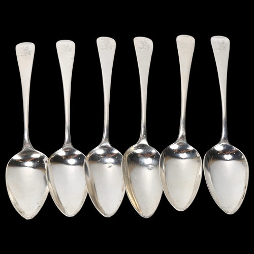 1571 - A set of 6 George III silver Old English pattern dessert spoons, Richard Turner, London 1817, engrav... 