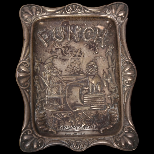 1591 - A Victorian novelty silver Punch pin tray, Saunders & Shepherd, Birmingham 1894, relief embossed dec... 