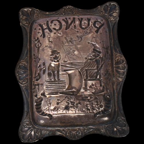 1591 - A Victorian novelty silver Punch pin tray, Saunders & Shepherd, Birmingham 1894, relief embossed dec... 