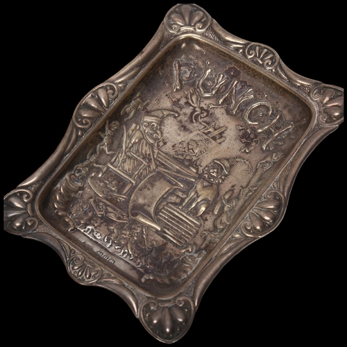 1591 - A Victorian novelty silver Punch pin tray, Saunders & Shepherd, Birmingham 1894, relief embossed dec... 