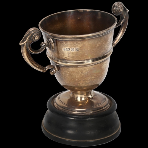 1593 - A Victorian silver 2-handled pedestal trophy cup, George Nathan & Ridley Hayes, Chester 1896, with o... 