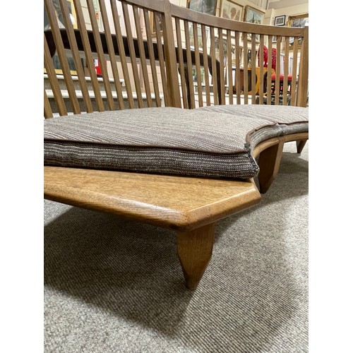 10 - Guillerme et Chambron, France, a 1960s curved oak bench sofa, length 198cm, depth approx 86cm, seat ... 