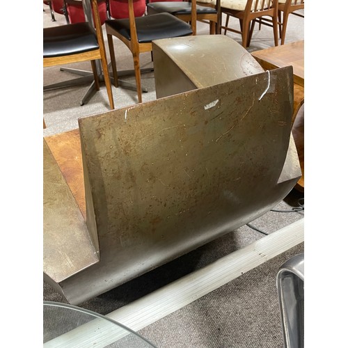 14 - Jonathan Singleton, a 1980s brutalist Easy Number One patinated welded steel Art Deco style lounge c... 