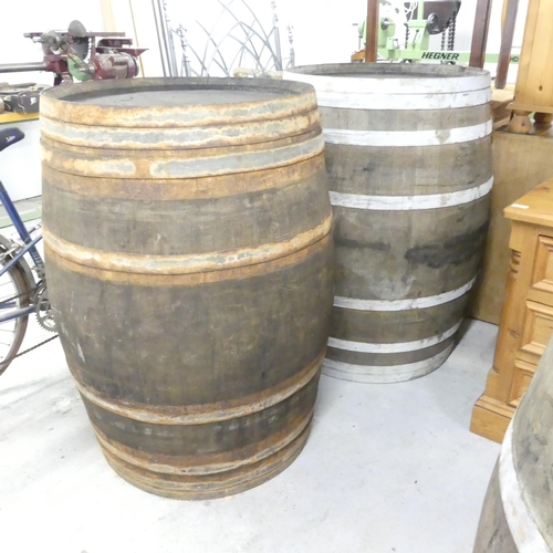 2674 - A matched pair of vintage coopered oak barrels. 75x100cm. WITH THE OPTION TO PURCHASE THE FOLLOWING ... 