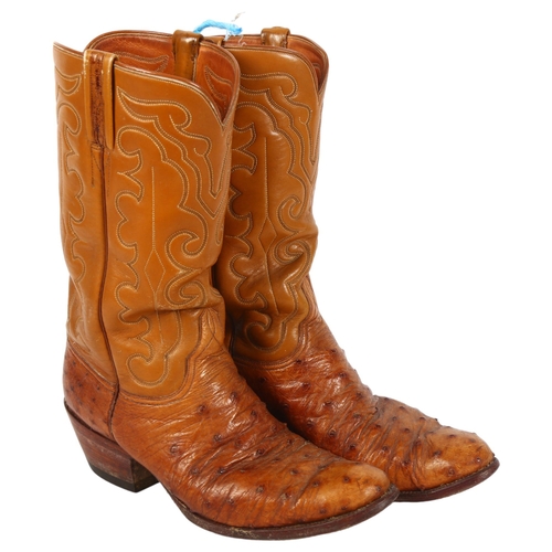 879 - A pair of San Antonio cowboy boots, with calf upper and ostrich foot, H33.5cm