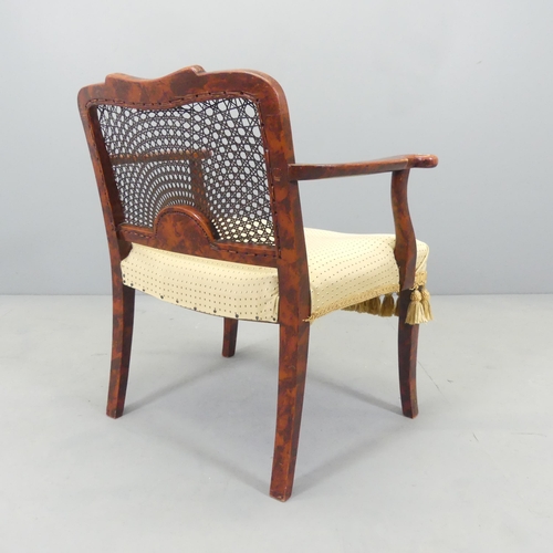 2581 - An early 20th century Chinoiserie painted child's chair with upholstered seat and cane panelled back... 