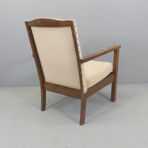 2590 - A mid century oak and upholstered Scandinavian style lounge chair, with impressed mark for Thomas Gl... 