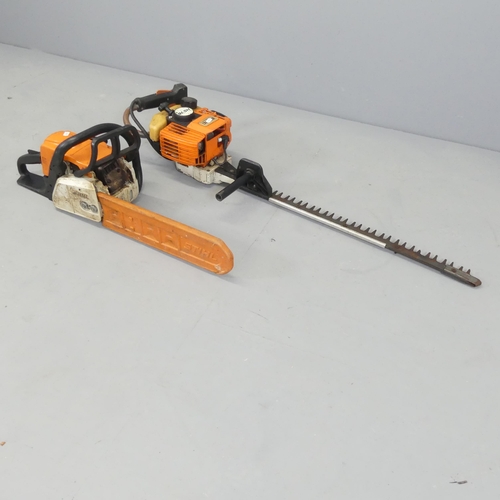 2599 - A Stihl HS76 hedge trimmer, and a Stihl d-71336 chainsaw (2).