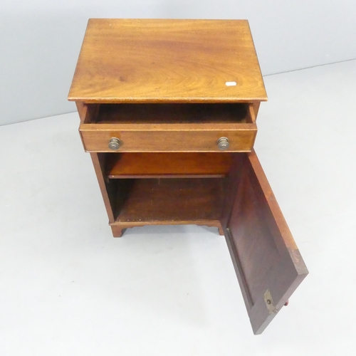 2677 - An early 20th century mahogany single door cabinet, with single drawer and raised on bracket feet. 4... 