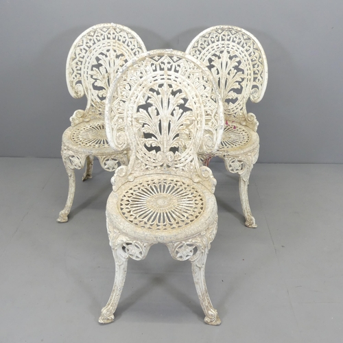 2688 - A set of three painted aluminium garden chairs.