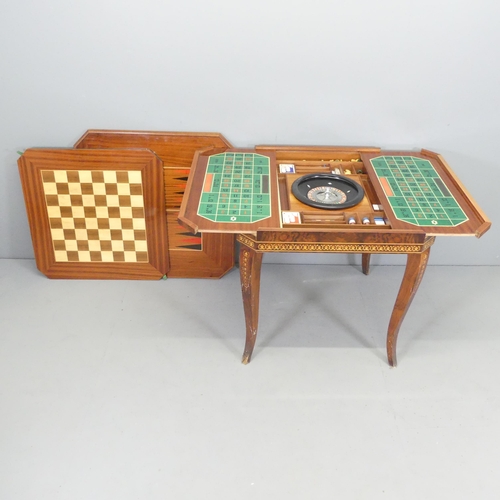 2695 - An Italianate games table, in the manner of Jannuzzi of Sorrento, Italy, having 4 changeable tops, i... 