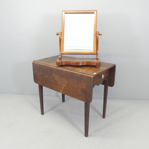 2706 - An early 20th century oak drop-leaf Pembroke table with end frieze drawer, 83x72x47cm, and a swing t... 