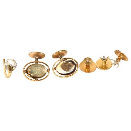 1465 - Various 18ct gold jewellery, to include a pair of cufflinks and 3 others etc (6), 9.1g gross