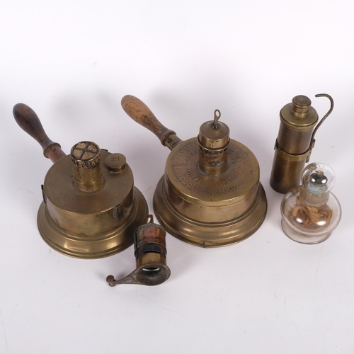 537 - A collection of various oil lamps, to include a small 2-section glass model, 1 by Hirondelle France,... 