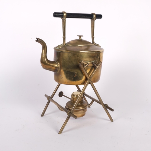 538 - WILLIAM SOUTTER & SONS - an Arts and Crafts brass spirit kettle on stand complete with burner, overa... 