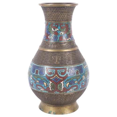 560 - A Chinese bronze and champleve enamel vase, height 30cm