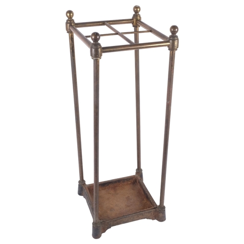 561 - A Victorian 4-section brass-framed stick/umbrella stand, H58cm