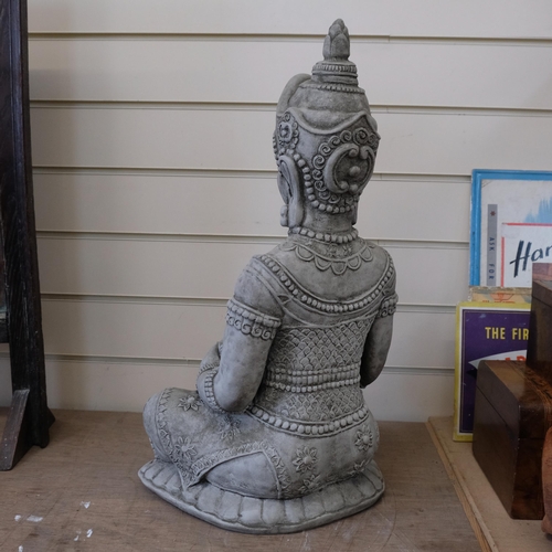 564 - A cast-concrete study of a seated Buddha, H56cm