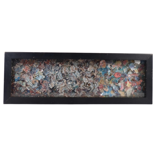 572 - Rebecca Coles, mixed media cabinet composition, overall frame dimensions 25cm x 73cm