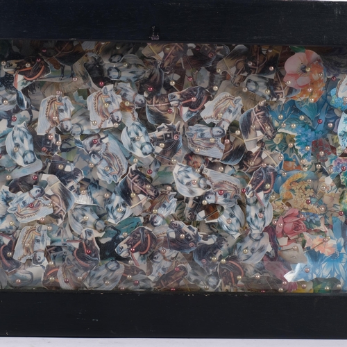 572 - Rebecca Coles, mixed media cabinet composition, overall frame dimensions 25cm x 73cm