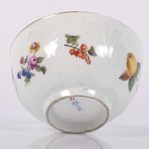 629 - A Meissen tea bowl with hand painted floral decoration, H4cm