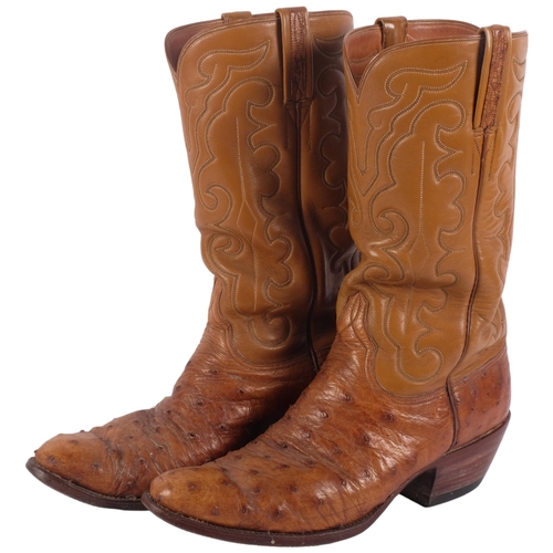 879 - A pair of San Antonio cowboy boots, with calf upper and ostrich foot, H33.5cm