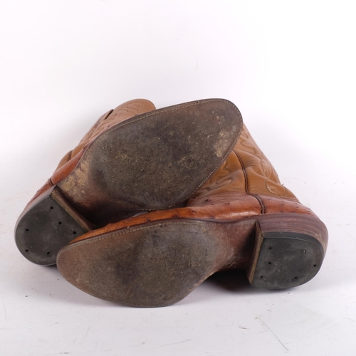 879 - A pair of San Antonio cowboy boots, with calf upper and ostrich foot, H33.5cm