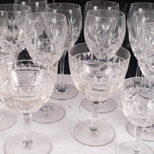 904 - A set of 10 cut-crystal wine glasses, 19.5cm, cut-glass stemmed glasses, etc