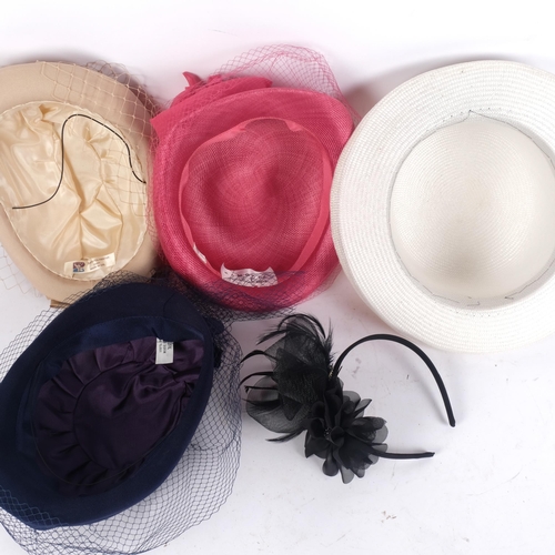 922 - 2 hat boxes, 4 lady's hats and a fascinator (7)