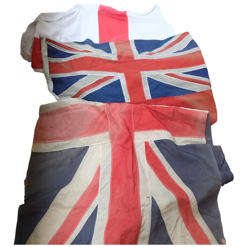 927 - Vintage machine-stitched Union Jack, 178cm, an English flag of St George, and another