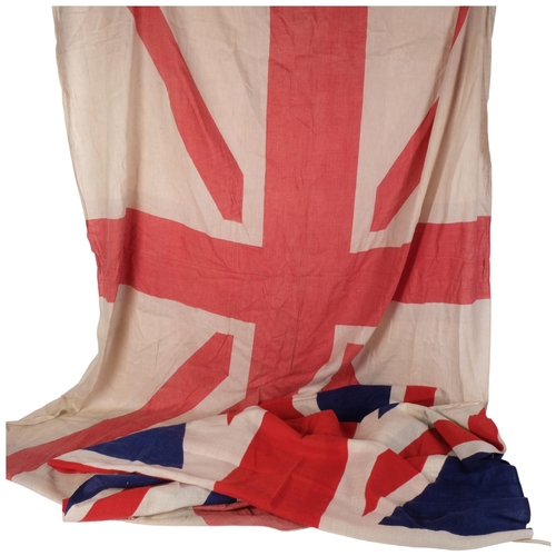 1187 - A printed cotton Union Jack, L176cm, and a printed white and red Union Jack flag