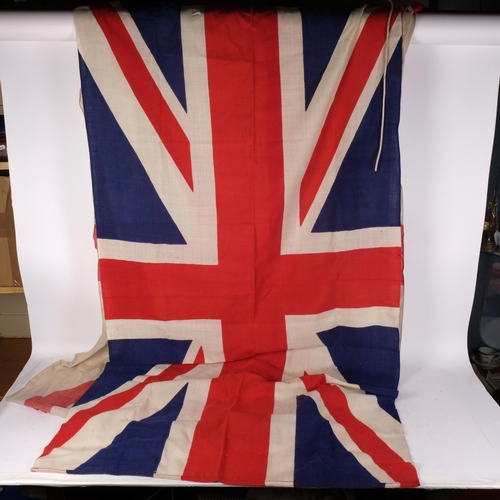 1187 - A printed cotton Union Jack, L176cm, and a printed white and red Union Jack flag