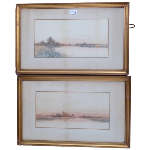 1156 - F G Frazer, pair of watercolour landscapes, gilt frames, signed, 35cm x 55cm overall