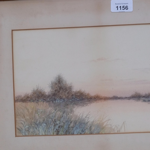 1156 - F G Frazer, pair of watercolour landscapes, gilt frames, signed, 35cm x 55cm overall