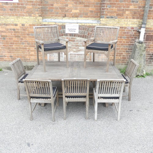 2690 - CHIC TEAK - a weathered teak garden dining set comprising an extending dining table, 200x76x120cm (e... 