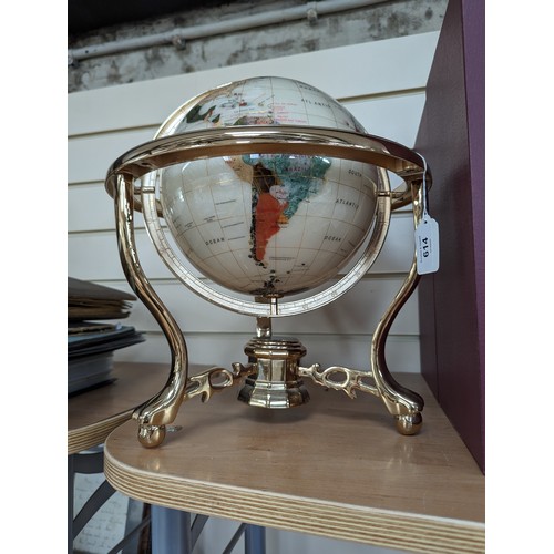 614 - A Meridian Collection table-top terrestrial globe, with abalone shell decoration, H33cm, boxed