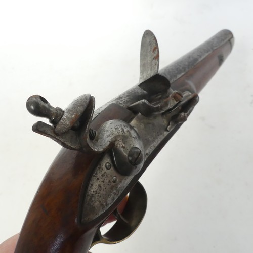 547 - A pair of 19th century flintlock pistols, with touch marks to the barrel, no maker's marks, L39cm