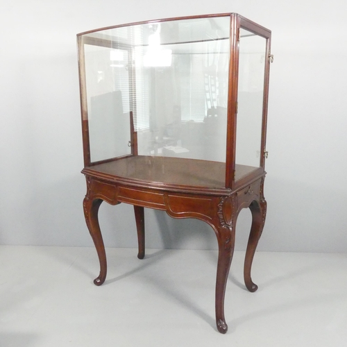 389 - A Victorian mahogany two-section centre-standing museum display cabinet on stand, with side opening ... 